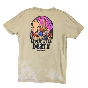 Volcom Skater Graphic T-Shirt Men's‎ L Livin' Till Death Beige Streetwear Grunge
